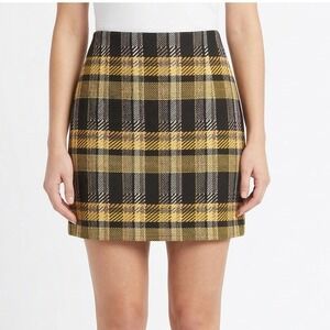 Grey Lab Women's Size Small Yellow Chic Collegiate Tweed Plaid Mini Skirt NWT